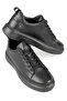 Genuine Leather Men's Lace-Up Large Size Black Sneaker Shoes Massa (Size 36-50) - 5