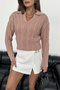 Polo Neck Knitted Sweater with Hair Braid Detail