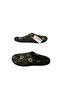 Women's Dark Green Floral Patterned Indoor Slippers