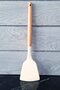 Bamboo Handle White Non-Scratch Silicone Colander Ladle Spoon Pasta Salad Spoon Spatula 5-Piece Service Set - 5