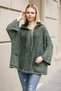 Women's Khaki Hooded Casual Cotton Knitwear Jacket Cardigan with Zipper Bag Pocket - 5