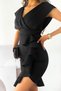 Double-Breasted Yaka Scuba Volanli Dress Black 581663 Bn-66792 - 3
