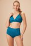 High Waist Pleated Textured Bikini Bottom - 2