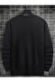Men's Black Crew neck Berber printed Sweatshirt - 2