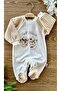 Velvet Baby Sleeping Bag with Booties and Scarf Bears - 3
