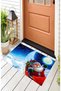 New Year Themed Red and Blue Digital Printed Bath Mat with Santa Claus Figure 50x70