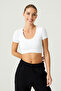 x Melodi White Cotton Twill Crop T-Shirt Short Sleeve - 5
