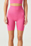 x Melodi Pink Ribbed Seamless High Waist Biker Tights Ribbed Short