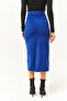 Women's Cobalt Blue Slit Drape Detailed Zippered Midi Sandy Skirt ETK-19000229 - 5