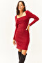 Women's Red Square Collar Lycra Dress ELB-19001612 - 4