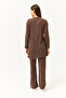 Women's Bitter Brown Slit Top and Bottom Palazzo Corded Fabric Set TKM-19000180 - 6