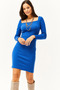 Women's Cobalt Blue Square Collar Lycra Dress ELB-19001612