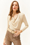 Women's Stone Padded Pleated Collar Blouse BLZ-19002419 - 2