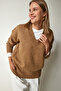Women's biscuit v-neck oversize knit sweater bv00003 - 2