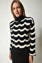 Women's Black Patterned Crop Knitwear Sweater CI00096 - 3