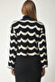 Women's Black Patterned Crop Knitwear Sweater CI00096 - 5