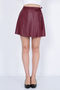 Women's Burgundy Double Breasted Waist-Tied Embossed Faux Leather Skirt Faux Leather Latest Spring Winter Model