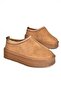 R612047302 Tan Suede Furry Inside Thick Sole Women's Slippers - 6