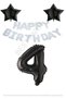 Best White Happy Birthday Set Black Star and Number Foil Balloon Set Age 4