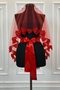 Red Bridal Veil Set, Glass Beads and Sequins Printed Henna Veil Set 6 Pieces - 4