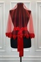 Red Bridal Veil Set, Glass Beads and Sequins Printed Henna Veil Set 6 Pieces - 6