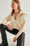 Women's Cream Turtleneck Zippered Knitwear Sweater 20234197 - 5