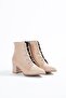 Lace-up Pointed Nude Heeled Boots - 4