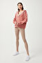 Women's Dusty Rose White Hooded Oversize Ribbed Zippered Knitted Sweatshirt Zip-up - 5