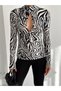 WOMEN'S LONG SLEEVE OPEN CHEST CLOTHED WAIST DETAIL VISCOSE FABRIC BLOUSE BLZ97001 - 2
