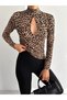 WOMEN'S LONG SLEEVE OPEN CHEST CLOTHED WAIST DETAIL VISCOSE FABRIC BLOUSE BLZ97001 - 3
