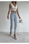 Snow Blue Mom Jean Women's Boyfriend High Waist Lycra Jeans (Buy 1 Size Larger) - 2
