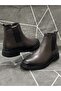 Brown Genuine Leather Rubber Sole Zippered Chelsea Boots - 3