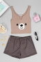 Women's Plaid Patterned Crop Shorts Set