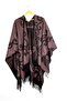 Women's Burgundy Double Sided Shoulder Shawl Poncho