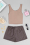 Women's Plaid Patterned Crop Shorts Set - 2