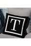 Black Colored Digital Printed Pillow Cover with White Written Letters - 2