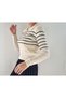 POLO COLLAR, BUTTON DETAIL, STRIPED, LYCRAL, STYLISH, TREND KITWEAR BLUZ (COMPATIBLE FOR SIZES XS-S-M) - 3