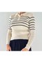 POLO COLLAR, BUTTON DETAIL, STRIPED, LYCRAL, STYLISH, TREND KITWEAR BLUZ (COMPATIBLE FOR SIZES XS-S-M) - 2