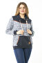 Women's Large Size Eyelet Lace and Ornamental Button Detailed Kangaroo Pocket High Collar Sweatshirt 65N37122 - 5