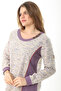 Women's Large Size Purple Ornamental Button and Cup Detailed Sweatshirt 65N37121 - 5