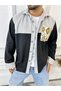 Stamp Shirt Oversize Shirt Pocket Ethnic Pocket Detailed Casual Stamp Thick Jacket Shirt