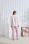 Pink Patterned Bottom Fleece Top Wellsoft Embroidered Pajama Set - 3