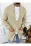 Cardigan Braided Shawl Collar Pocket Laser Cut Ripped Detail Non-Pilling Knitted Cardigan - 7