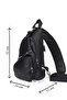 Men's Cross Chest and Shoulder Bag with Four Compartments and Zipper, Washable USB and Headphone Outlet - 4