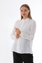 Women's Large Size Guipure Detailed Pearl Button Crepe Shirt