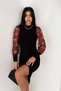 women's embroidery balloon sleeve knitwear dress KKLF50 - Black
