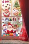 Christmas Sticker Santa Claus Deer Snowman and Lighted Christmas Ornaments Window Sticker