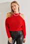 Women's Red Off-Shoulder Knitwear Sweater 20234218 - 4