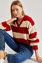 Women's Red and White V-Neck Hair Braided Knitwear Sweater 20234216 - 3