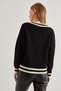 Women's Black Beige V-Neck Striped Knitwear Sweater 20234225 - 7